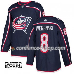 Adidas Maillot de Hockey Blue Jackets Zach Werenski 8 2017-2018 Bleu Marine Authentic - Enfant